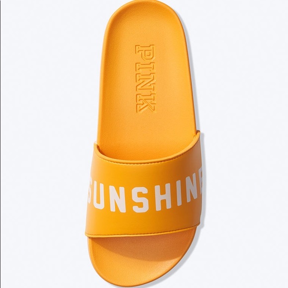 NEW💕 VS PINK☀️ SUNSHINE BANANA YELLOW SLIDES - Picture 2 of 5
